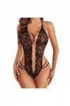 Lingerie Sexy Femme Coquine Hot Grande Taille Femmes 1 Pièce Lingerie Sexy Dentelle Body Deep V Teddy Nuisettes S ~ XXL Lot L