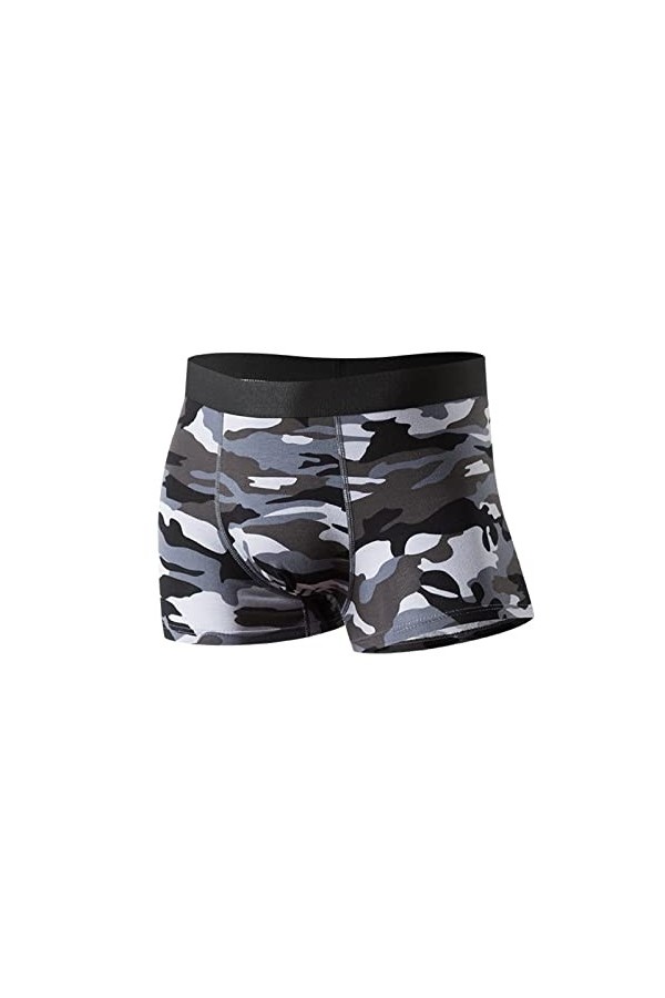 Beokeuioe Sous-vêtements pour homme en coton respirant - Boxer rétro pour homme - Sous-vêtements rétro en coton, Gris A2., L