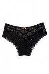 Junhasgood Lingerie Cuir Noir Culottes pour Femmes Crochet Dentelle Dentelle jusquà Culotte Sexy Creux sous-vêtements sous V