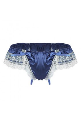 Générique Bas Culottes Sexy Dentelle Open Thong Culottes sous-vêtements G-String Mens Lingerie Sexy Halloween Navy, XL 