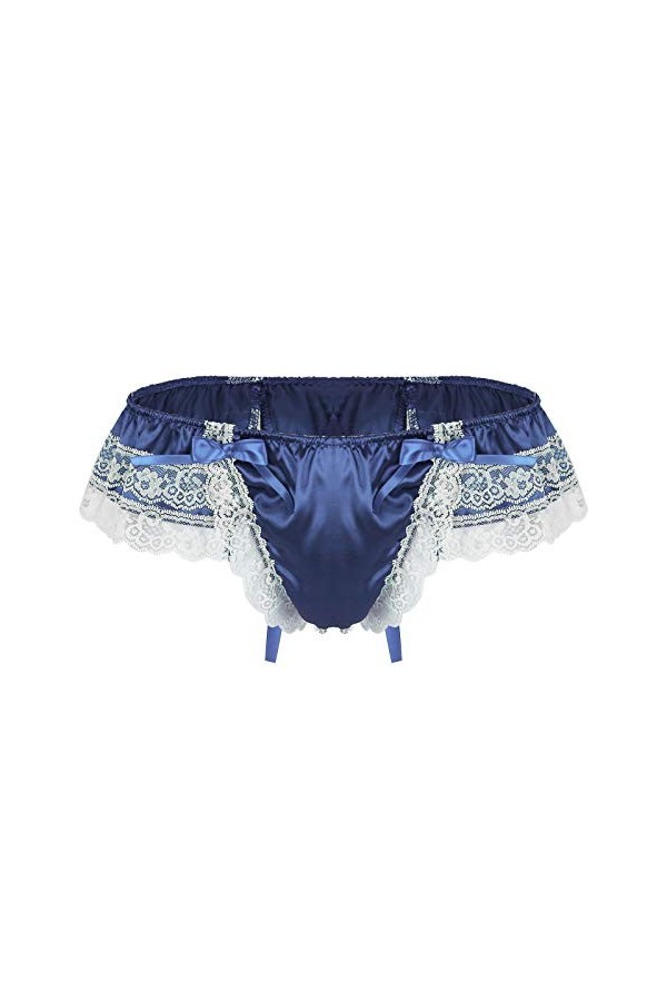 Générique Bas Culottes Sexy Dentelle Open Thong Culottes sous-vêtements G-String Mens Lingerie Sexy Halloween Navy, XL 