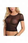Lingerie Femme Sexy Ensemble Homme Sexy Hot y20k Sleeve Short Mesh Crop T Casual Tops pour Femmes Voir-Through Shirt Sheer Me
