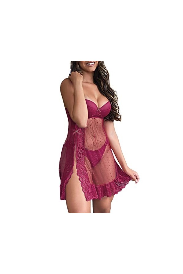 Fashion Pants UK Lingerie sexy en dentelle sous-vêtements deux pièces vêtements de nuit robe avec culotte sous-vêtements sexy