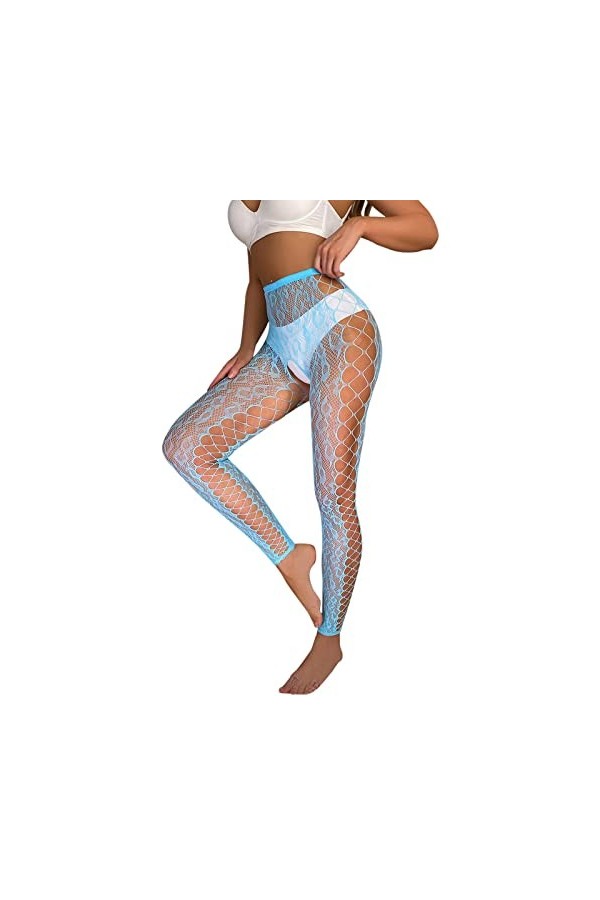 liaddkv Collants sexy pour femme - En résille - Ouvertures - Léopard - Imprimé léopard - Pantalon de lingerie - Cosplay - Lin