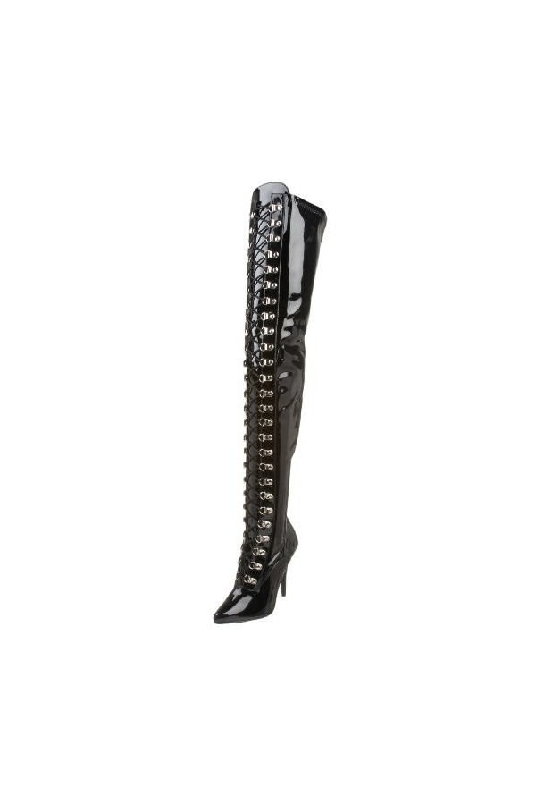 Pleaser Seduce-3024, Bottes hautes classiques non doublées femme - Noir - Schwarz Blk Str Pu , 36 EU