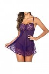 Lingerie Sexy pour Femme Ensemble de sous-vêtements en Dentelle Sexy en Dentelle pour Femmes Pyjama Purple, S 