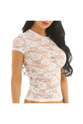 Ensemble de porte-jarretelles amusantes en tôle transparente en dentelle pour femme, Blanc., S