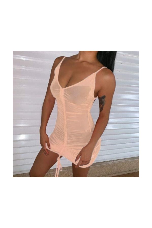 Lingerie sexy uniforme scolaire Combinaison pour femme - En maille filet dété - Vacances - Néon Sheer - Taille S - Bod-ycon 