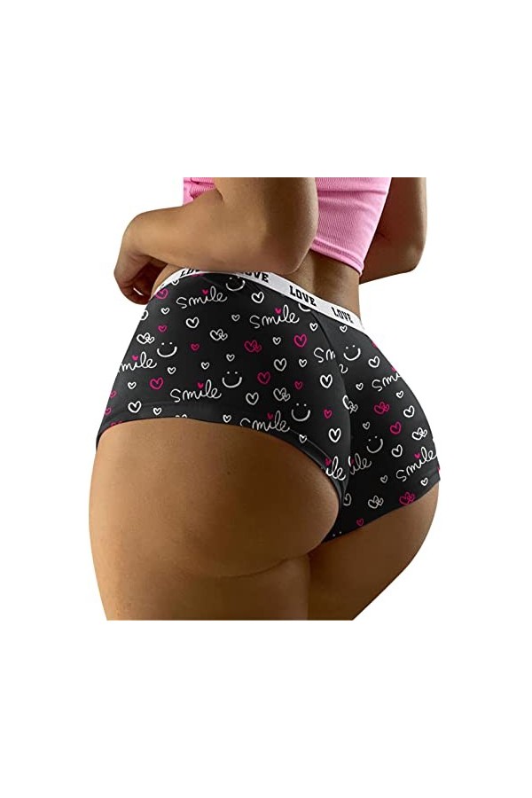 Jiabing Pieces Femmes sous-Vêtements Culottes Lingerie Sexy Taille Basse Imprimé 1 Culotte Femme Body Joyeux Anniversaire Pap