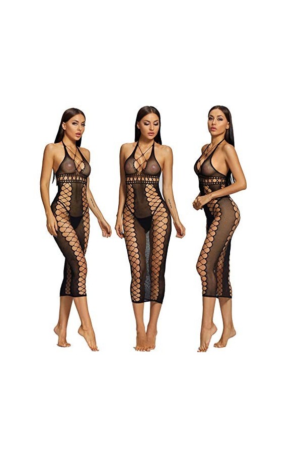 Lingerie Femme Sexy Ensemble Homme Sexy Hot y27k Sexy Mesh Dentelle Femmes Sheer Rhinestone Hollow Out Fishnet Lingerie Robe 