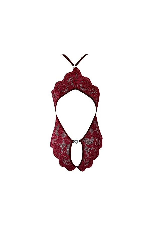 Hasagimol Lingerie Sexy Femme Grande Taille Coquine éRotique Deep V Dos Nu Réglable Teddy Sous-VêTement Dentelle Babydolls Bo