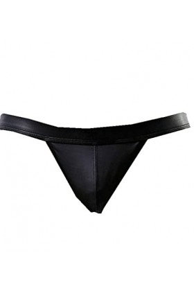 BIISDOST G-String Jockstrap Trunks Thongs sous-vêtements en Cuir Sexy Mens Lingerie Bonnet H Black, L 