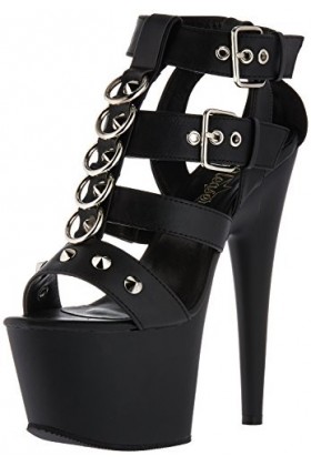 Pleaser ADORE-758, Blk Faux Leather Blk Matte, 36 EU