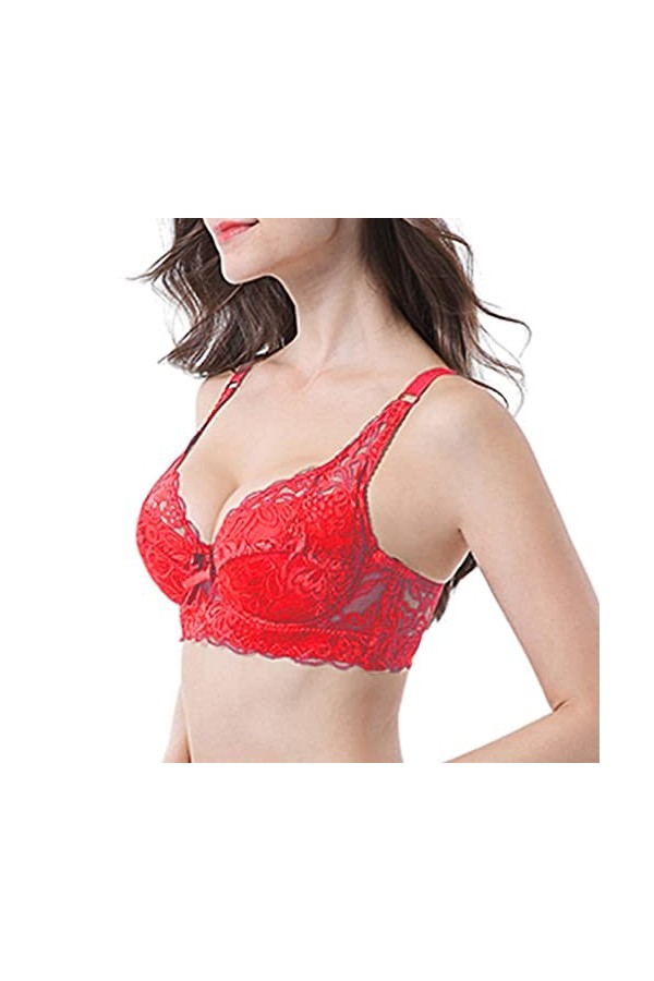 Tableau des tailles Femmes Sexy Dentelle Soutien-gorge Thorn Plus Size Sous-vêtements Brassière Bustier Petit Femme, X1 rouge