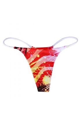 Sexy G String Imprimé Culotte Femme T Back Culotte Confort Doux Taille Basse sous-vêtement Ensemble sous-vêtement Red, S 