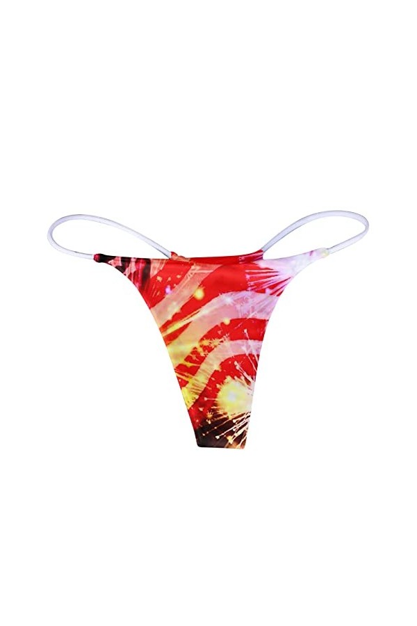 Sexy G String Imprimé Culotte Femme T Back Culotte Confort Doux Taille Basse sous-vêtement Ensemble sous-vêtement Red, S 