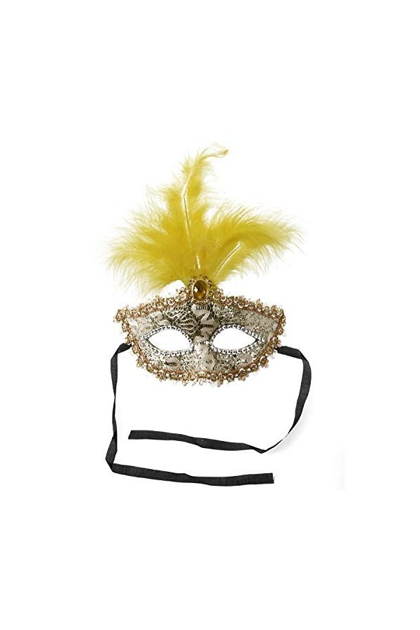 Carriere Masque avec Plumes Venitien Style Or Blanc X Fete du
