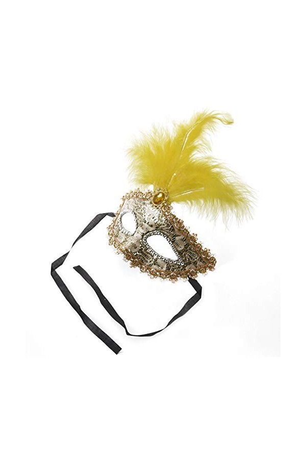 Carriere Masque avec Plumes Venitien Style Or Blanc X Fete du