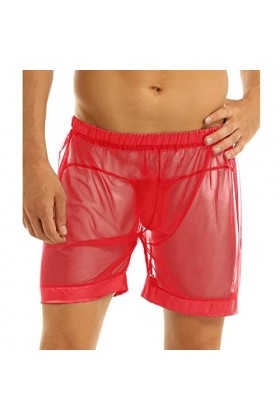 Jiabing sous-vêtements Sexy pour Hommes Boxer Slips Maille Respirante caleçons Hommes Maille Shorts Voir à Travers avec Un Pa