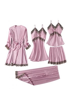 Chemise de nuit pour femme - Col en V - Satin - Sexy - Satin de soie - Robe de nuit - T-shirt - Vêtement de nuit - Vêtement d