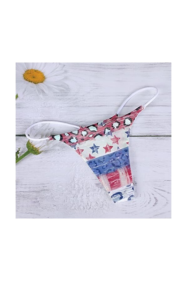 Sexy G String Imprimé Culotte Femme T Back Culotte Confort Doux Taille Basse Housse Lingerie Sky Blue, S 