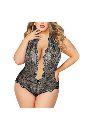 Générique Ensemble de Lingerie Grande Taille pour Femme Sexy Halter Choker Soutien-Gorge à Bretelles et Culotte 2 pièces Ense