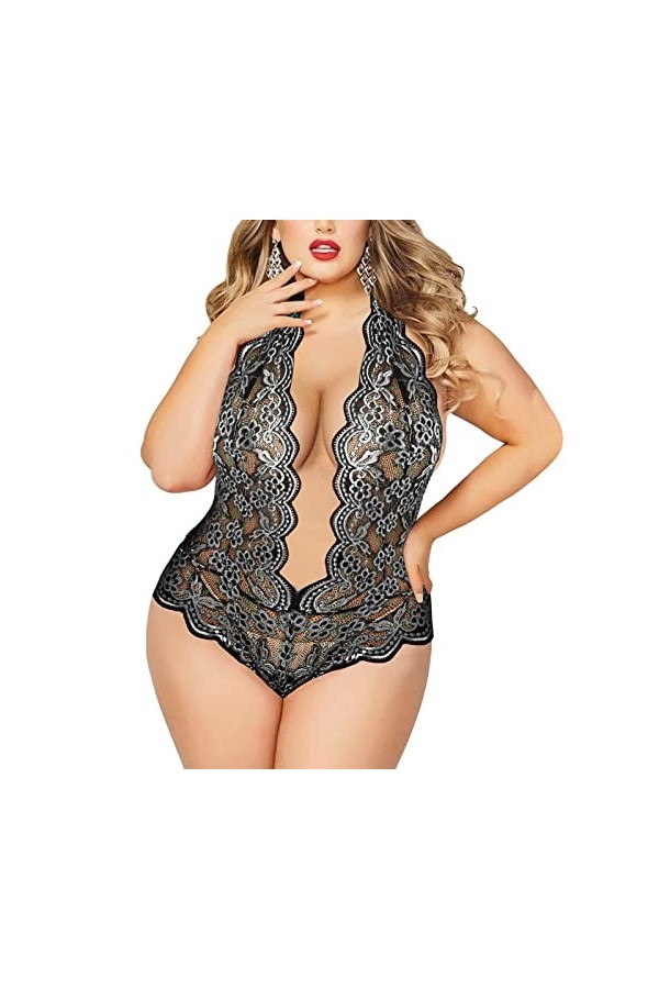 Générique Ensemble de Lingerie Grande Taille pour Femme Sexy Halter Choker Soutien-Gorge à Bretelles et Culotte 2 pièces Ense