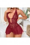 Luckywaqng Ensemble de vêtements pour femme - Grande taille - Sexy - Sous-vêtements en dentelle - Combinaison de passion - Co
