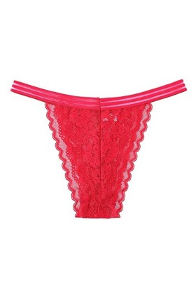 Aoklidil Rose Lingerie Femme Sexy Mesh Transparent Taille Basse Culotte String Culotte Culotte Femme Coloré, 1-rouge, XXXL