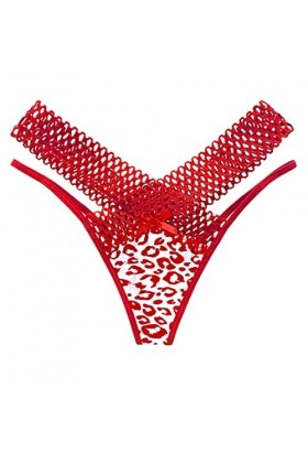 sous-vêtements Soie glacée Taille Basse Ultra Mince Voir à Travers la Culotte en Maille Culottes Red, One Size 