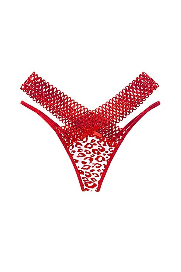 sous-vêtements Soie glacée Taille Basse Ultra Mince Voir à Travers la Culotte en Maille Culottes Red, One Size 