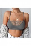 Brassière sexy pour femme avec cage élastique en dentelle, gris, L