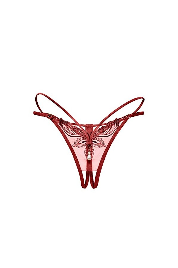 IKFIVQD Lingerie sexy pour femme - Sous-vêtements sexy en dentelle, bordeaux, taille unique