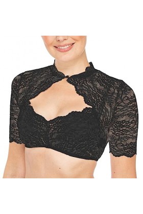 CUTeFiorino Catsuit 1 pièce Lingerie à armatures en dentelle pour femme Élégant chemisier noir Dirndl chemisier en dentelle p