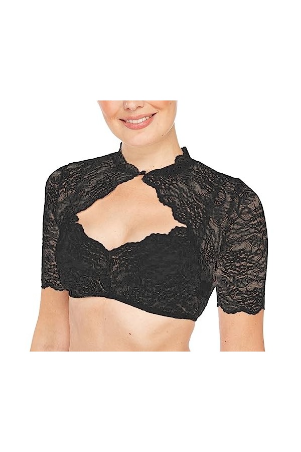 CUTeFiorino Catsuit 1 pièce Lingerie à armatures en dentelle pour femme Élégant chemisier noir Dirndl chemisier en dentelle p