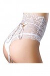 BIISDOST Culotte nouée Taille Haute en Dentelle Creuse Sexy pour Femmes Ouverte Entrejambe White, M 