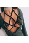 Junhasgood Femmes Corps Harnais Pentagramme Femmes Strappy Sexy Cage Soutien-Gorge Bra Bandage Halter Out Appliques Elastic H