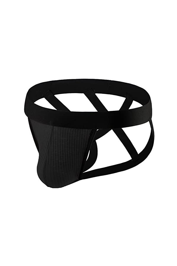 Sulifor sous-vêtements pour Hommes Ice Silk sous-vêtements Sexy String Sexy pour Hommes Lingerie Homme Black, M 