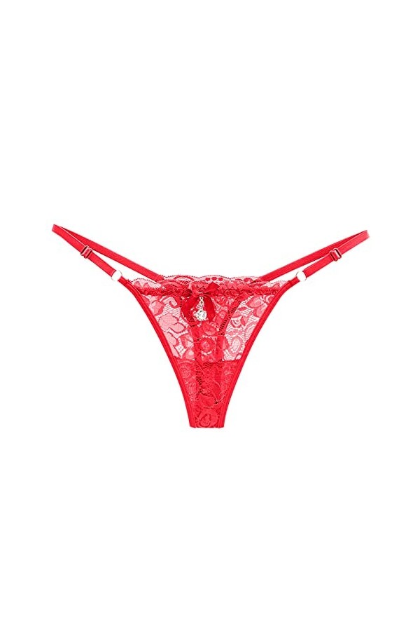 ADMAY 2023 New y22k Style Lingerie String en Dentelle Transparente pour Femmes, Taille réglable, nœud en Maille, Culotte sans