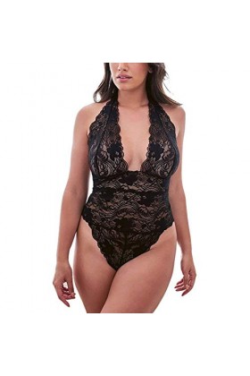 liaddkv Femme Taille Nuit Quot. Teds Sexy Nuit Vêtements Une Pièce Plus Lingerie Noir Sexy, Noir , XL