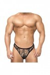 Sulifor String Sexy pour Hommes avec Dentelle Taille Basse Transparente Voir à Travers des sous-vêtements Sexy Nuisette Sexy 