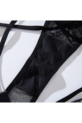 Mesdames Dentelle Sangle Taille Basse élastique Mince Sangle sans Couture Sexy String Culotte Lingerie Masculine Black, M 