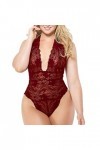 liaddkv Femme Taille Nuit Quot. Teds Sexy Nuit Vêtements Une Pièce Plus Lingerie Noir Sexy, Bordeaux, L