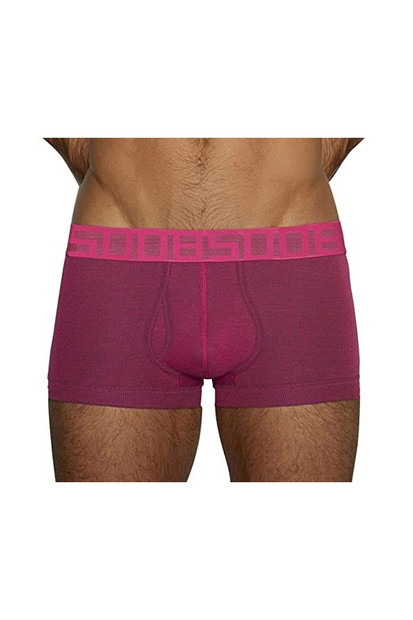 Beokeuioe Sous-vêtements pour homme - Boxer rétro avec taille souple - En coton mélangé doux et respirant, A1 rose chaud, XXL