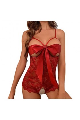 Lingerie Femme Sexy Ensemble Sissy Érotique Mini Short Harness Nuit Nuit Body See Through Chemise Élastique Col en V Profond 