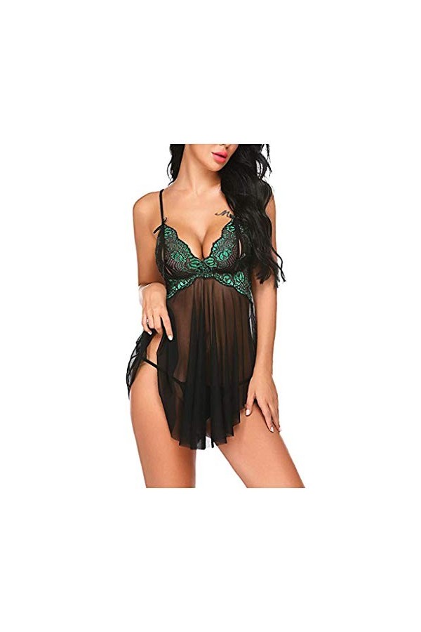 Lingerie Nuisette Femme See Through Lingerie Sexy Hot Grande Taille Nuisette Sissy Érotique Mini Short Valentin Erothique Ens