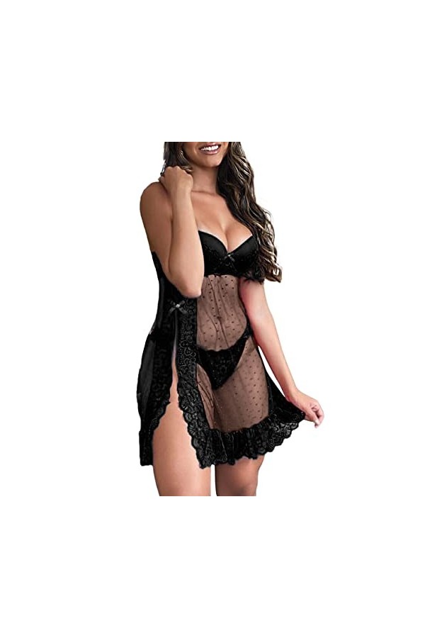 Fashion Pants UK Lingerie sexy en dentelle sous-vêtements deux pièces vêtements de nuit robe avec culotte sous-vêtements sexy