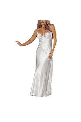 Robe de nuit sexy pour femme - Chemise de nuit en coton - Bandoulière réglable - Vêtement de nuit - Vêtement de nuit - Robe d