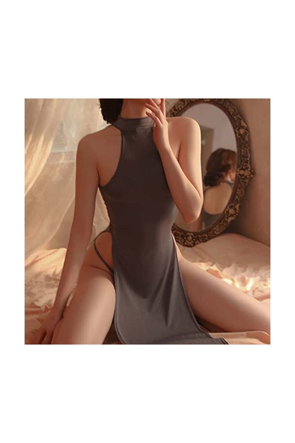 Générique Lingerie Sexy pour Femme sous-vêtements Sexy pour Femmes col en Dentelle Transparente Robe Longue déshabiller Pyjam