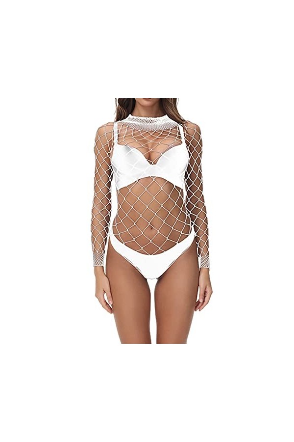 liaddkv Bas sexy pour femme Sous-vêtements résille Vêtements en maille pour boîtes de nuit Lingerie Bas, Blanc., taille uniqu
